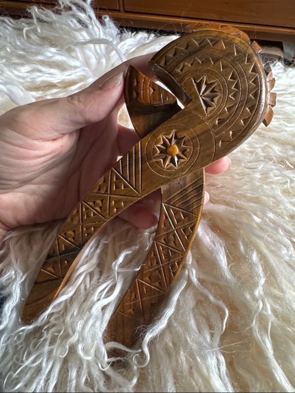 Hand-Carved Wooden Nutcracker - Natural Brown - Picture 3 of 8